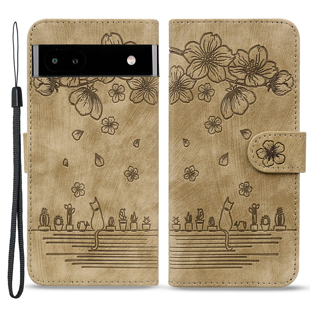 For Google Pixel 7a Imprinted Cat PU Leather Shockproof Case Phone Stand Wallet Cover with Hand Strap For Google Pixel 7a Imprinted Cat PU Leather Shockproof Case Phone Stand Wallet Cover with Hand Strap